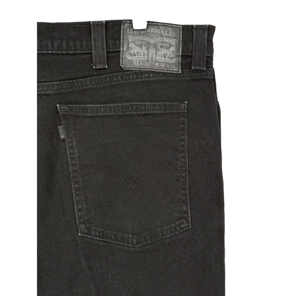 Levi's 511 Slim‎ Fit Jeans Black Stretch Denim 42x32